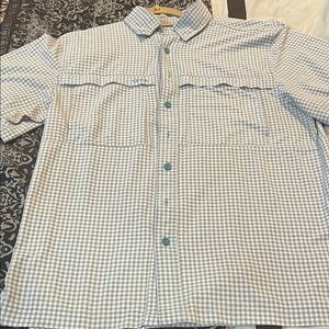 Casual Blue Checkered Button-Down Shirt